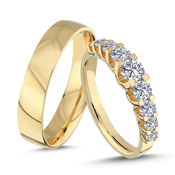 Empire Trauringe aus 14 kt Gold mit Diamanten SAVE10% OFF